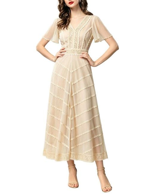 BURRYCO Natural Short Sleeve Midi Dress