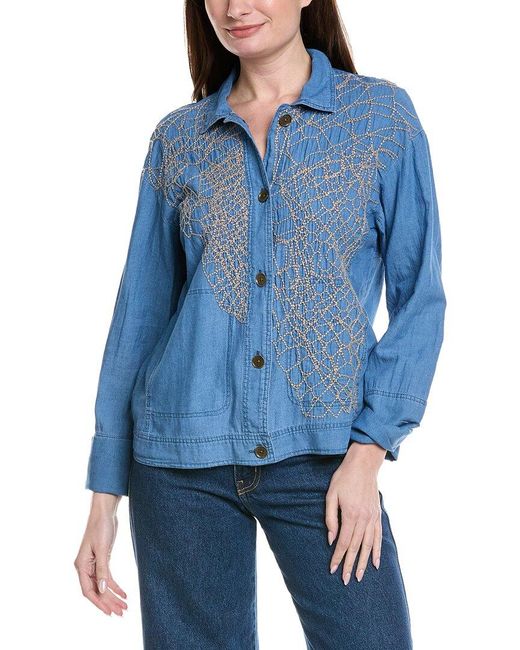 XCVI Blue Embroidered Helm Jacket