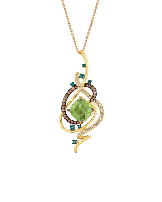 Le Vian Metallic Exotics 14k Honey Gold 3.96 Ct. Tw. Diamond & Green Amethyst Pendant Necklace