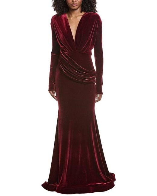 Issue New York Red Velvet High-Low Gown