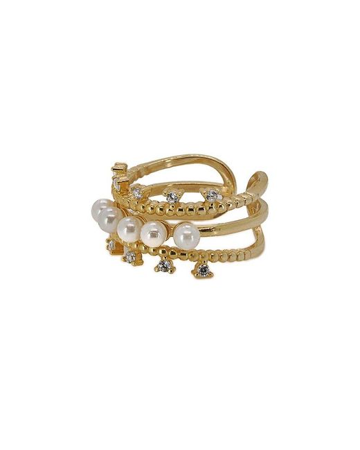 Ebru Jewelry White Cleopatra 0.7In Pearl Cocktail Ring
