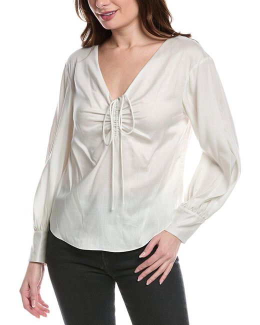 Rebecca Taylor Gray Drawstring Blouse