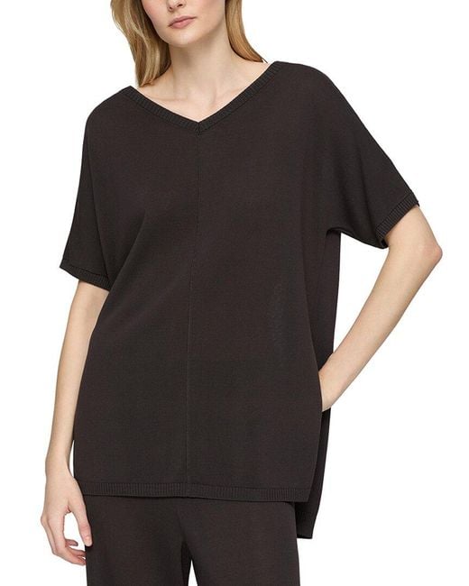 Lafayette 148 New York Black Wide V Neck Tunic