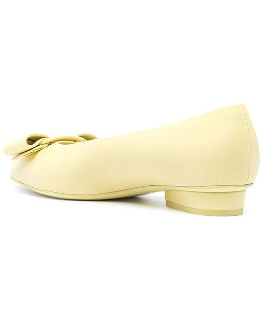 Ferragamo Metallic Viva Vara Bow Leather Ballet Flat