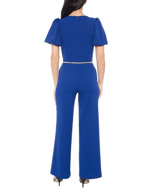 Marina Blue Bubble-Sleeve Jumpsuit