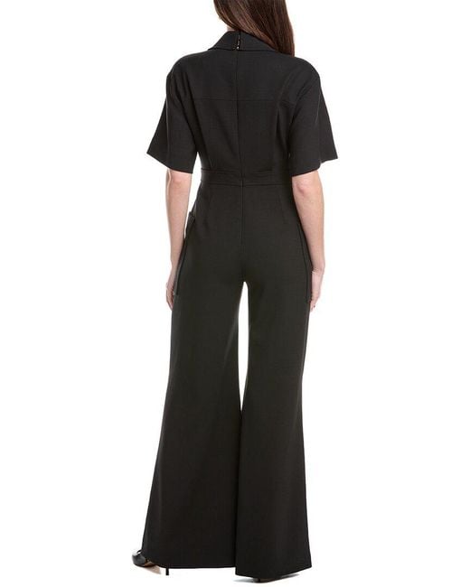 Carolina Herrera Black Button-Down Wool-Blend Jumpsuit