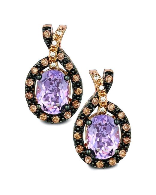 Le Vian Blue 14K Rose 2.55 Ct. Tw. Diamond & Amethyst Drop Earrings