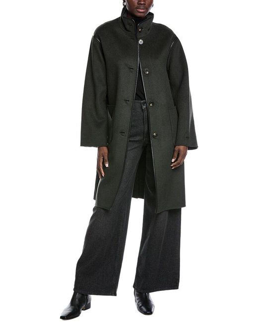 Tahari Black Sydney Long Wool-Blend Coat