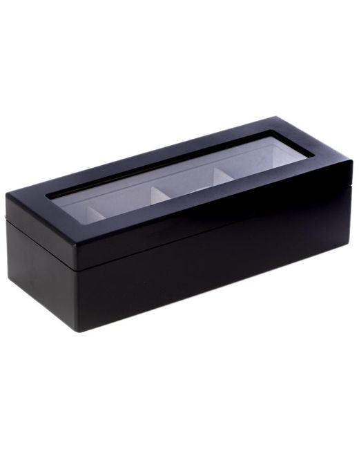 Bey-berk Blue Wood 4-Watch Box With Glass Top