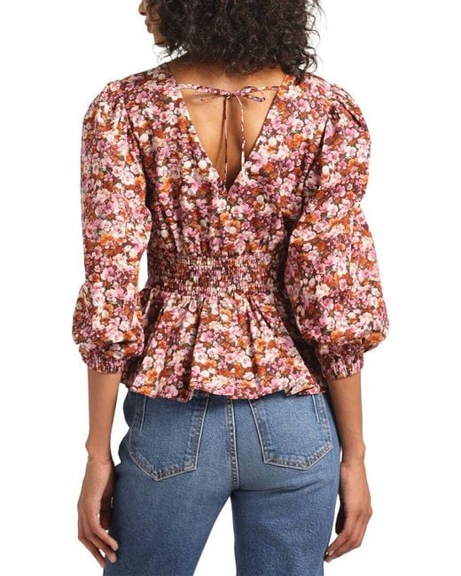 10 Crosby Derek Lam Red Savannah V-Neck Peplum Top