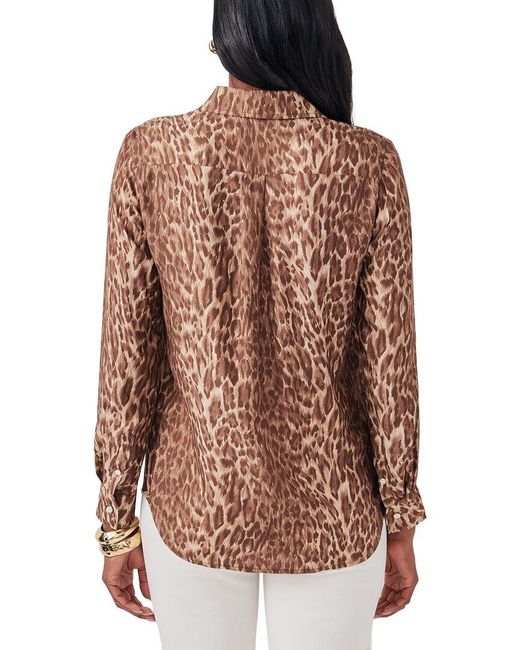 J.McLaughlin Brown Madeline Silk-Blend Blouse