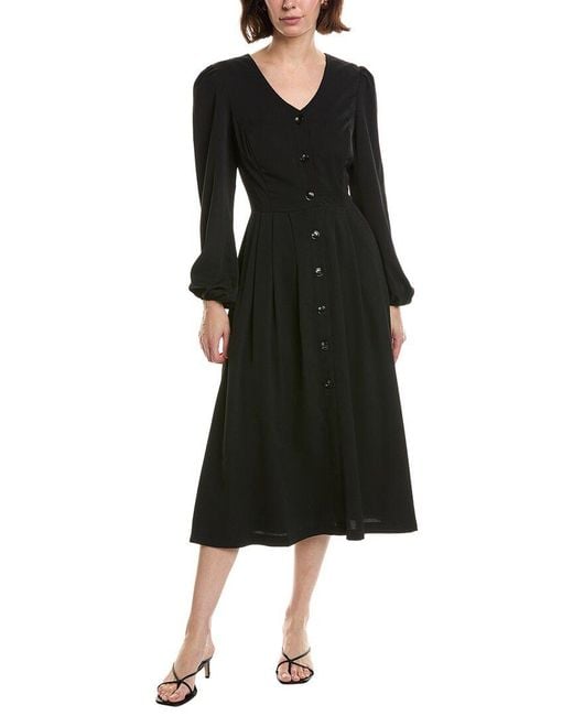 Pascale La Mode Black Sleeve Fold Pleated Shirtdress
