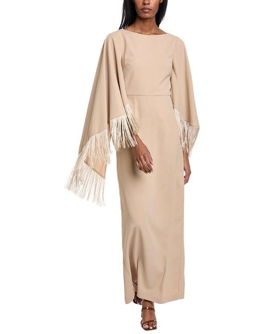 Mikael Aghal Natural Fringe Gown