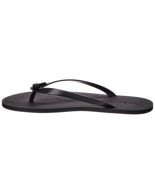 Saint Laurent Black Pool Leather Sandal for men