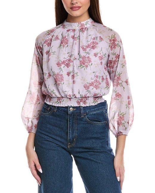 Brook + Lynn Blue Floral Top