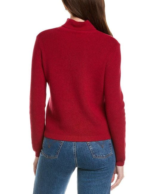 Hannah Rose Red Shaker Turtleneck Cashmere-Blend Sweater