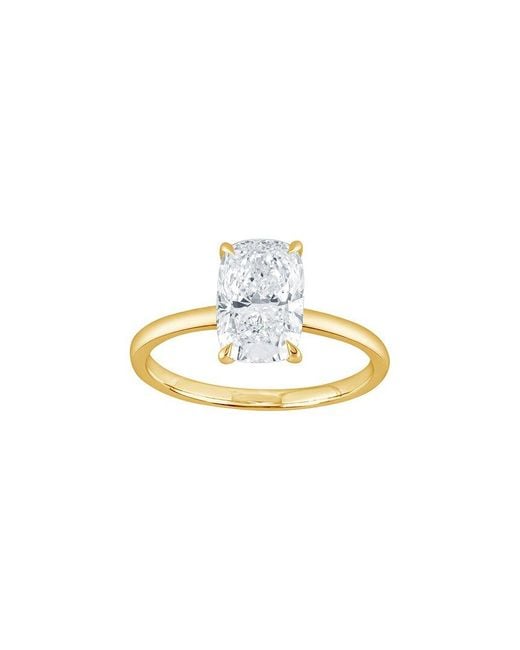 Lab Grown Diamonds Metallic 14K 2.00 Ct. Tw. Lab-Grown Diamond Hidden Halo Engagement Ring