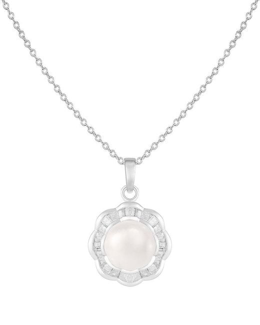 Splendid White 9-9.5Mm Pearl Cz Dangle Set