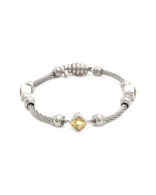 Gemstones Metallic Steel 2.75 Ct. Tw. Diamond & Citrine Bracelet