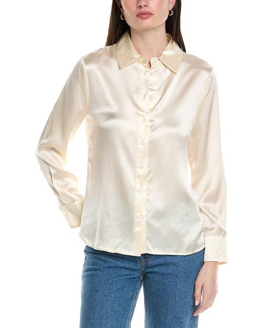 Seraphin White Silk Button Top