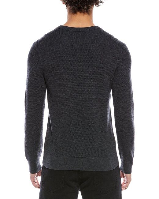 Theory Black Maden Merino Wool Crewneck Sweater for men