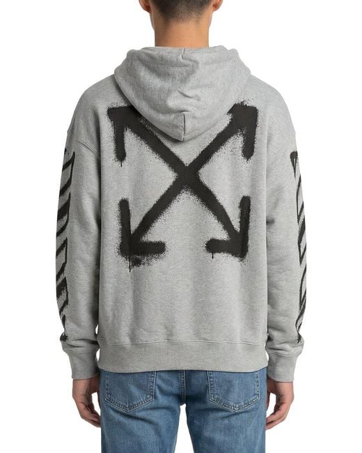 Off-White c/o Virgil Abloh Gray Virgil Spray Arrow Hoodie for men