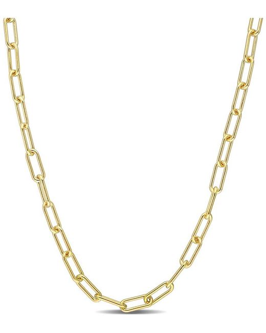 Italian Silver Metallic 18K Over Polished Paperclip Chain Necklace