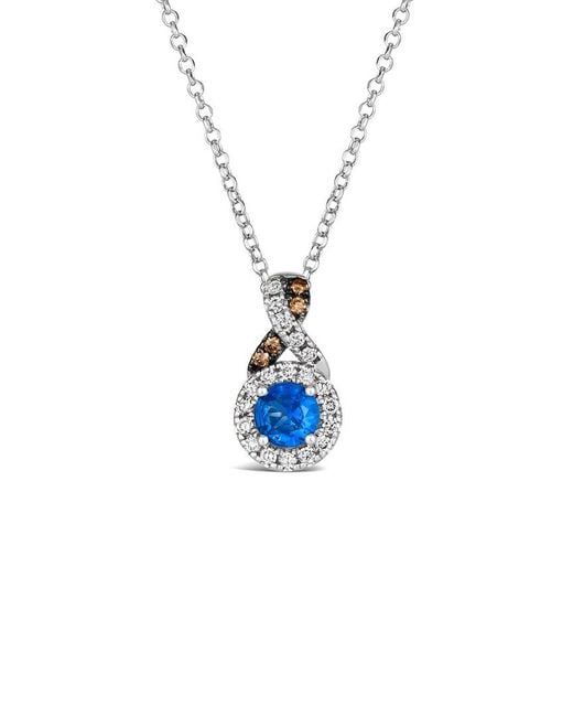 Le Vian White Le Vian Cornflower Sapphire 14K 0.48 Ct. Tw. Diamond & Ceylon Sapphire Pendant Necklace