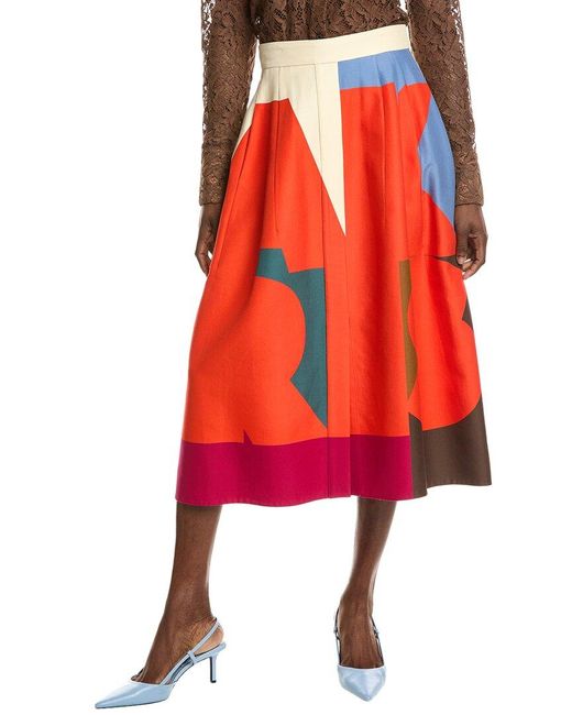 Akris Red Silk-Blend Skirt