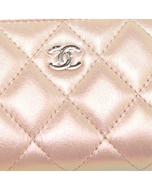 Chanel Natural Quilted Iridescent Leather Single Flap Cc Zip Coin Purse (Authentic Pre-Owned)