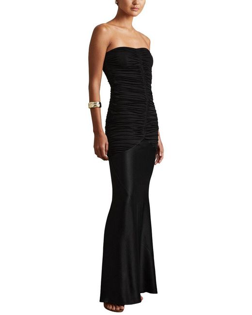 Reiss Black Selina Strapless Ruched Dress