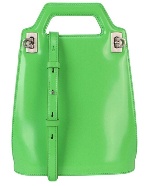 Ferragamo Green Micro Wanda Patent Leather Shoulder Bag