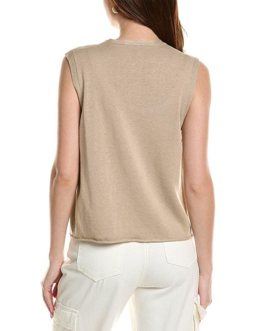 Eileen Fisher Natural V-Neck Linen-Blend Vest