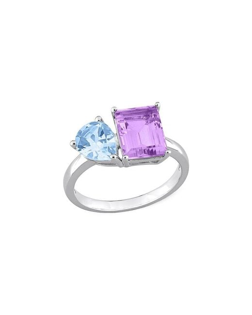 Rina Limor Multicolor Toi & Moi Silver 3.65 Ct. Tw. Pink Amethyst & Sky Blue Topaz Ring
