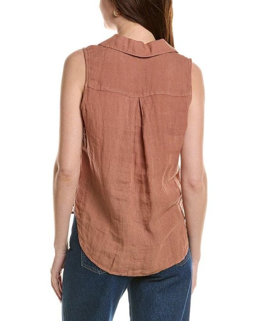 Bella Dahl Blue Sleeveless Linen Pullover