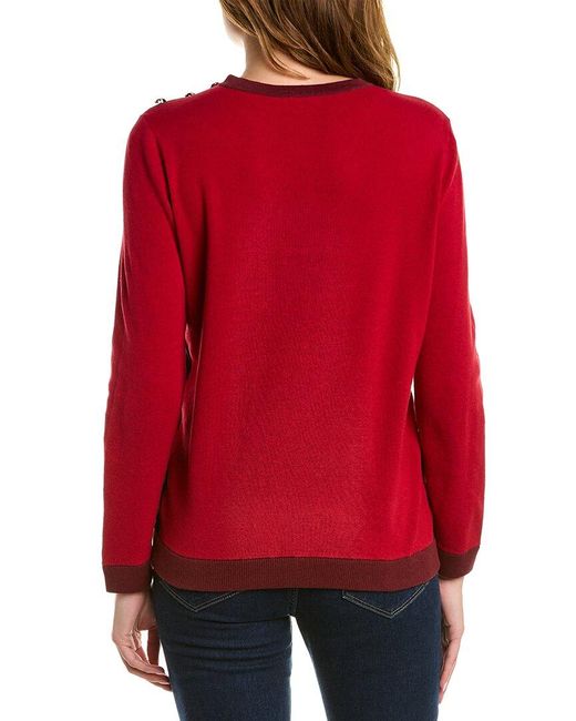Jones New York Red Colorblock Sweater