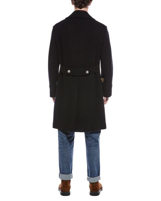 Brunello Cucinelli Black Wool & Cashmere-Blend Coat for men