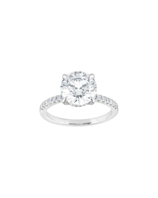 Lab Grown Diamonds White 14K 3.25 Ct. Tw. Lab-Grown Diamond Hidden Halo Engagement Ring