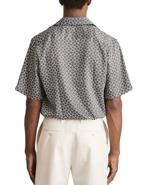 Reiss Gray Barella Geo Wave Camp Shirt for men