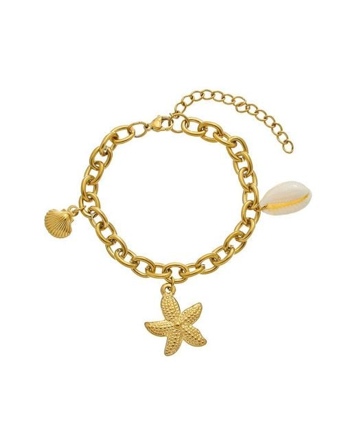 Adornia Metallic 18K Plated Stainless Steel Tarnish-Resistant Beach Charm Bracelet