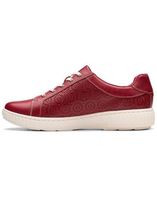 Clarks Red Caroline Rio Leather Sneaker