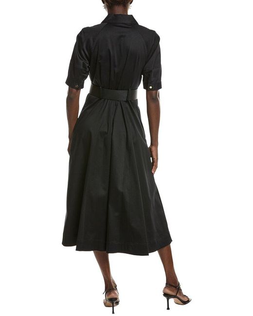 Anne Klein Black Sateen Shirtdress