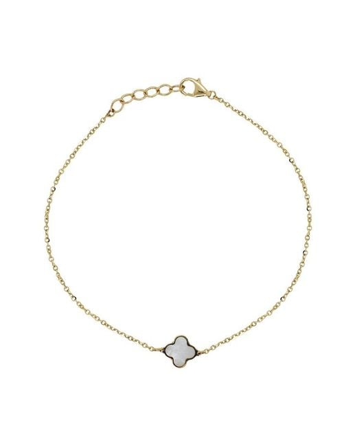 Italian Gold Metallic 14K Pearl Clover Bracelet