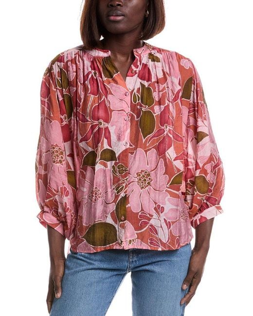 LUXE ALWAYS Red Long Sleeve Blouse