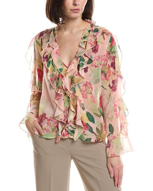 HL Affair Red Ruffle Chiffon Blouse