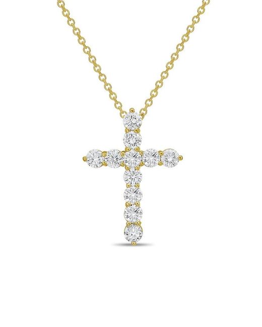 Diana M Metallic Diana M. 14K 1.00 Ct. Tw. Lab-Grown Diamond Cross Pendant