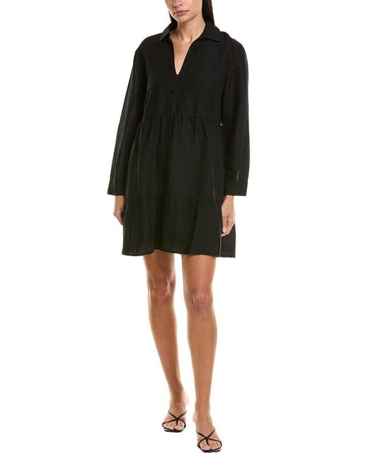Tommy Bahama Black St. Lucia Linen-Blend Mini Dress