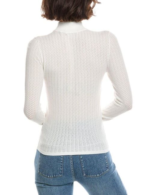 Alice + Olivia White Lanie Pointelle Top