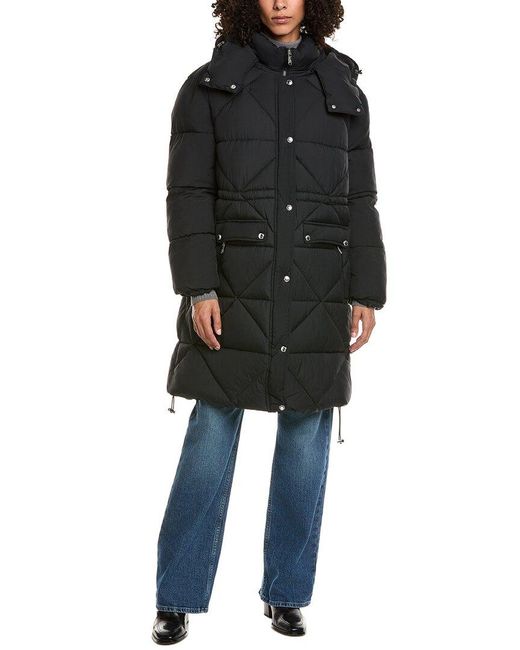 Sam Edelman Black Mixed Quilted Anorak