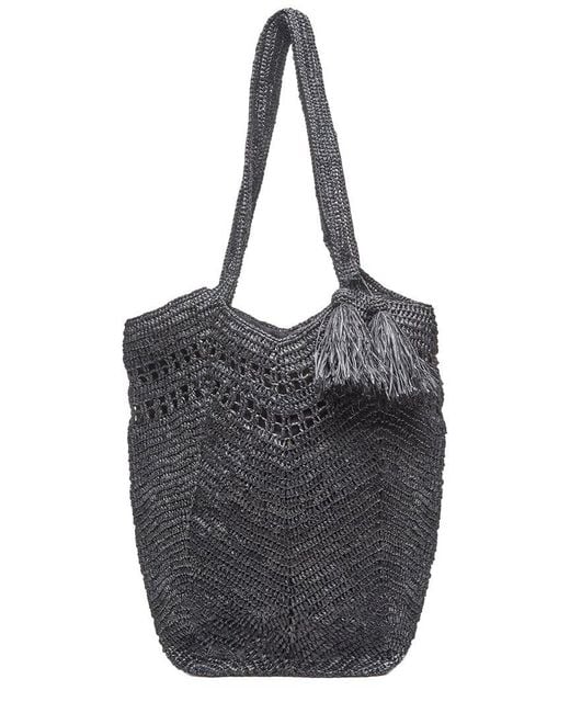 Mar Y Sol Black Gianna Raffia Tote